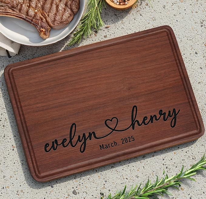 Custom Wedding Gifts for Couples 2025, Personalized Engraved Cutting Board for Couples, Parents, Custom Couple Gift Ideas for Christmas, Wedding, Anniversary, Engagement, Housewarming