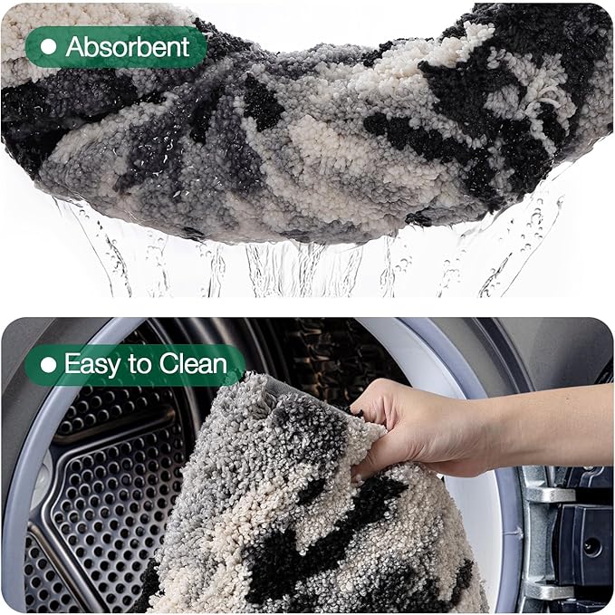 LUMI Bathroom Rugs, Soft Absorbent Bath Mat for Modern Home Decor, Non-Slip Quick-Dry Bath Rug, Machine Washable Floor Mat for Shower and Tub, Entryway, 24"x36", Grey