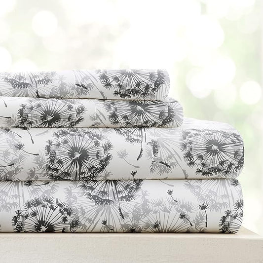Linen Market Double-Brushed Patterned Microfiber Twin Sheet Set 3 Piece – Oeko-TEX Certified Ultra Soft & Wrinkle-Free - 16" Deep Pocket Sheets - Easy Care Twin Size - Make a Wish Light Gray