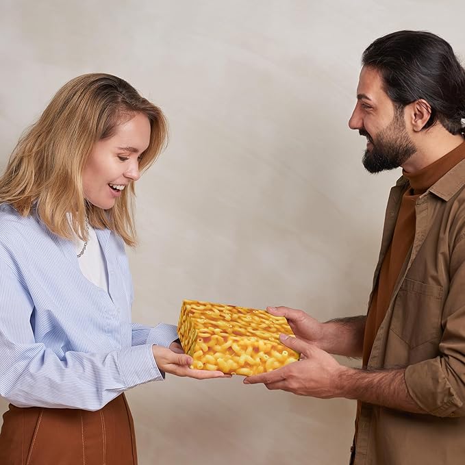 Altarho Funny Wrapping Paper Roll for Men Women - Weird Cheesy Macaroni Novelty Design for Teen Adult Birthday Total 28.5sq.ft
