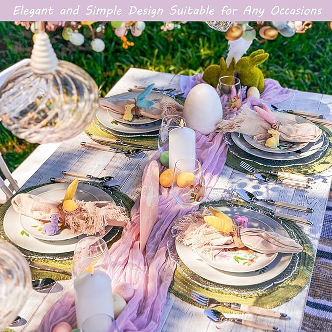 12 Pack 10Ft Cheesecloth Table Runner 35x120 Inch Boho Gauze Table Runner Cheese Cloth Long Table Runner Romantic Table Runner for Wedding Bridal Shower Birthday Party Table Decor (Light Purple)