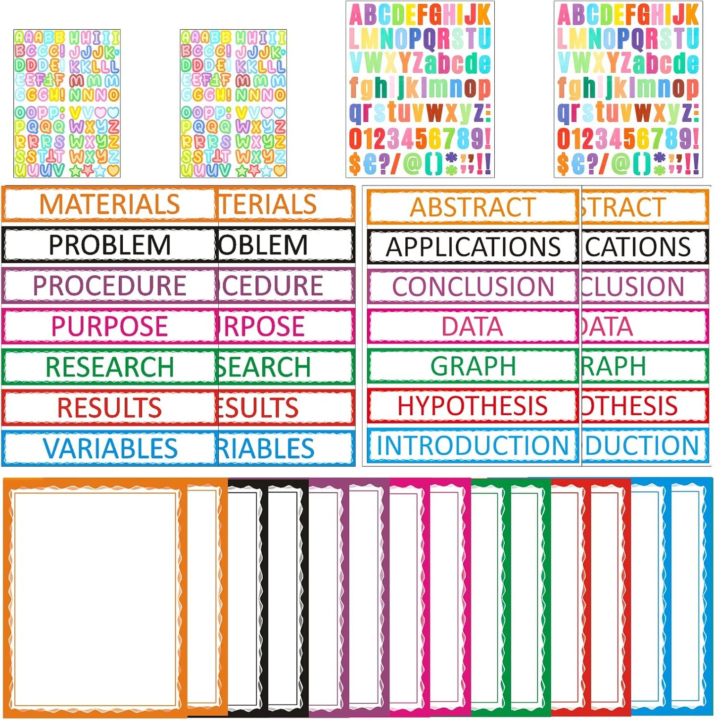 VinTS Colorful Self-Adhesive Science Fair Display Boards - 22 Sheets of Personalized Letter Stickers for Classroom & Office