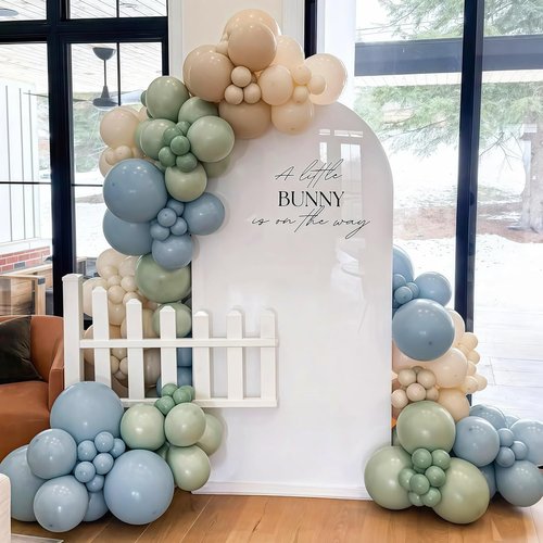 Regine Switzerland 35PCS Latex Balloons - Sage Green & Blue for Baby Shower | Rabbit Theme Party Decor