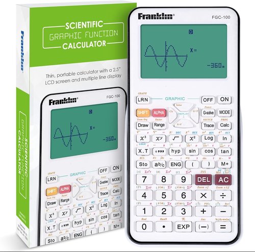 Franklin Scientific Graphing Calculator - 3 Operating Modes, 20 Built-In Graphs | Ideal for All Levels, White