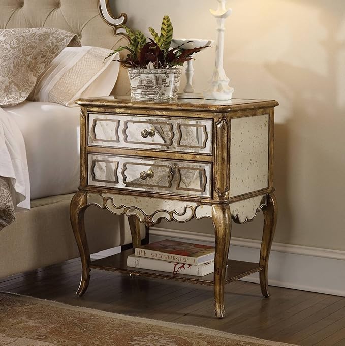 Hooker Furniture Bedroom Sanctuary Mirrored Leg Nightstand-Bling