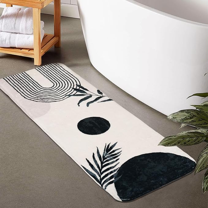 Boho Bathroom Runner Rug Non Slip, Large Long Bathroom Rugs Cute Bath Mat for Bedroom Hallway Kitchen, Soft Plush Washable Shower Rug