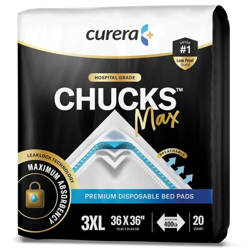 Chucks® MAX Disposable Adult Bed Pads - Breathable Incontinence Underpads | XXX-Large 36" x 36" - Heavy Duty 10X Absorbency (20 Count)