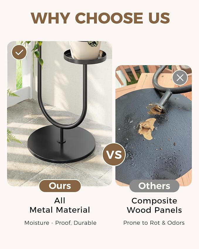 Bamworld Outdoor Plant Stand Metal Plant Stand Indoor Corner Plant Stands 2 Tier Plant Shelf for Tall Plant Holder Black Plant Shelves for Living Room Bedroom Midcentury Modern Home Decor