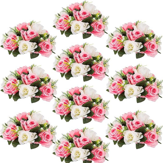 Flower Centerpieces for Wedding Tables: Wedding Table Decorations Pink & White Flower Balls Centerpieces for Engagement Cerebration Party Center Pieces 10 Packs