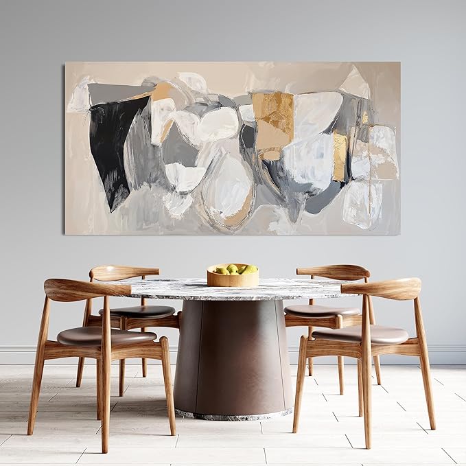 Abstract Canvas Oversized Wall Art Decor Gray Gold Modern Abstract Graffiti Art Wall Black Wall Art Decor for Living Room Canvas Art Poster Print Wall Pictures for Bedroom Office Decor 29" X 58"