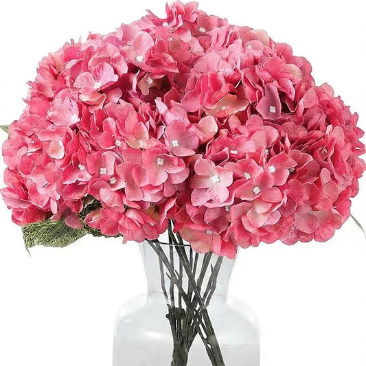 2Bouquets Artificial Fake Flowers Plants Silk Hydrangea Arrangements Wedding Bouquets Decorations Plastic Floral Home Kitchen Garden Party Festival Bar DIY (Pink, 5 Flower Heads)