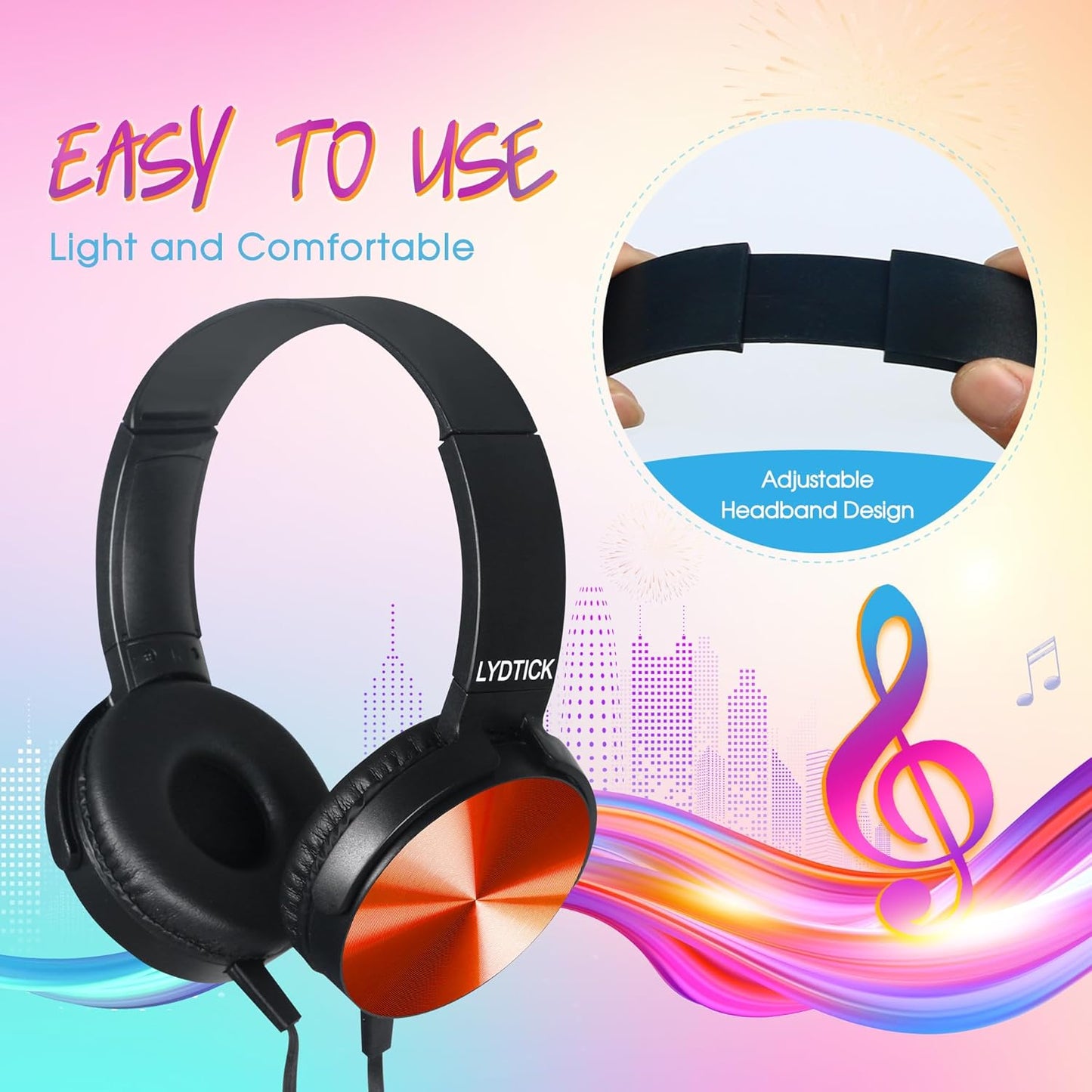 Skiennix Kids Headphones - Over-Ear Wired Design for Classroom Use | 10-Pack Multicolor Set
