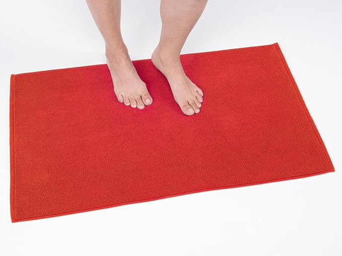 Cotton Paradise 100% Cotton Turkish Bathmat Rug, Soft Absorbent Quick Dry Non Slip, 17x24 Bathmat Rug, Red