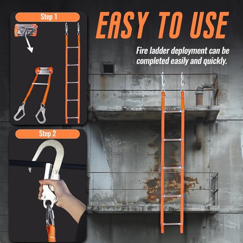 Skiennix 13 Ft Fire Escape Ladder - Heavy-Duty Aluminum, Anti-Slip Rungs, 2 Story Safety Solution for Kids & Adults