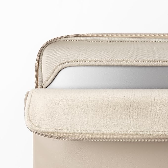 Comfyable Slim Protective Laptop Sleeve Compatible with 13/13.3/14 Inch MacBook Air & MacBook Pro, Mac Travel Case, Laptop Pouch, Slim PU Leather Cover M5/M4/M3/M2/M1 2025-2021, Dark Beige