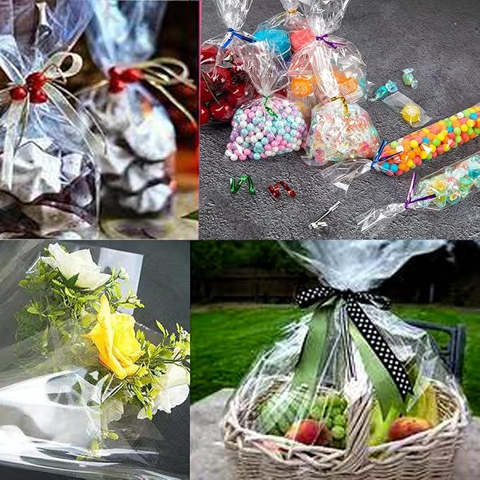 CMFYHM 120 ft Clear Cellophane Wrap Roll (34" x 120’Ft) 3 Mil Thicken Cellophane Wrap Roll for Gifts, Baskets, Flowers, Party Decorations (34" fold into 17")