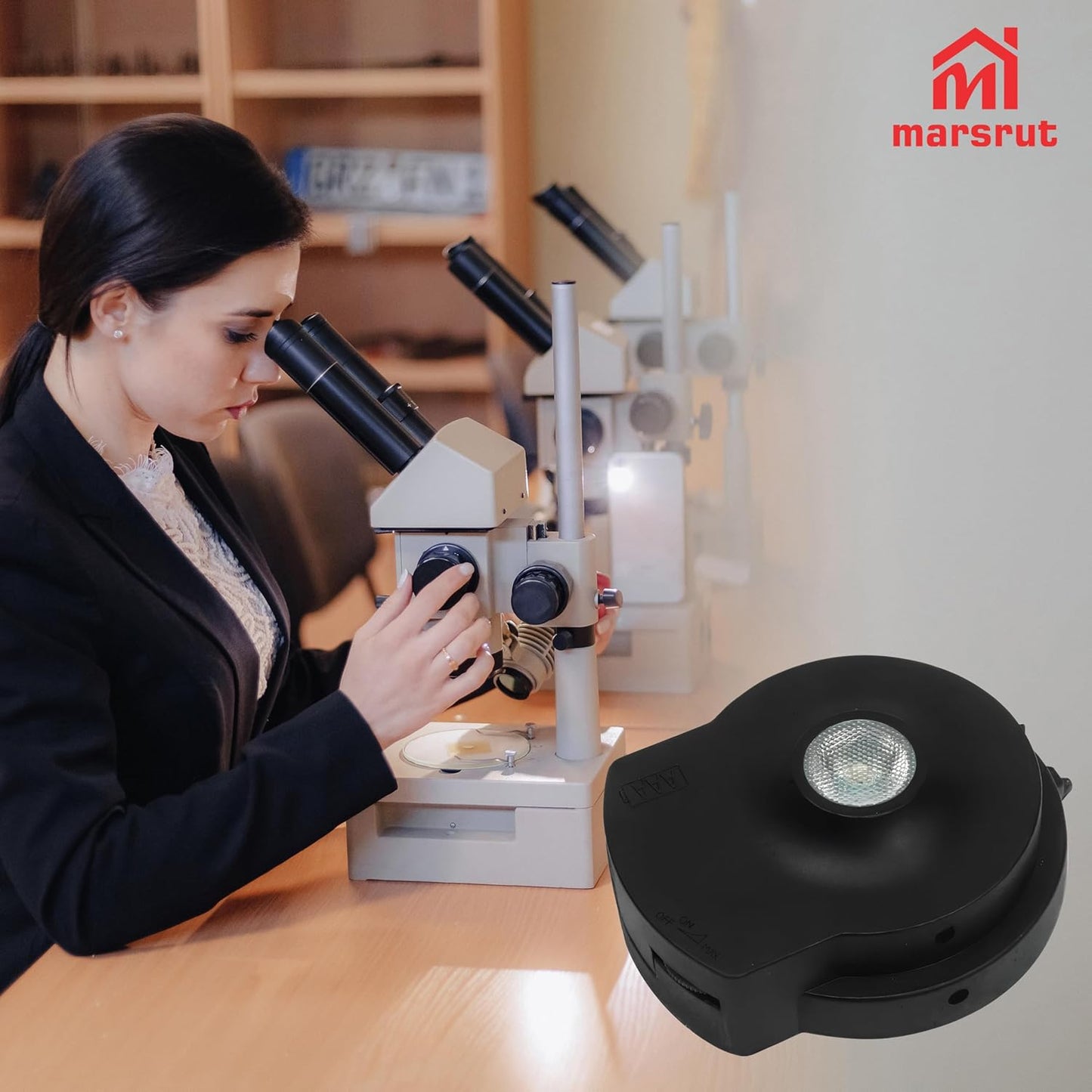 XSP Microscope Bottom Light Source Kit - Adjustable LED Lighting Adapters for Enhanced Brightness (Black)