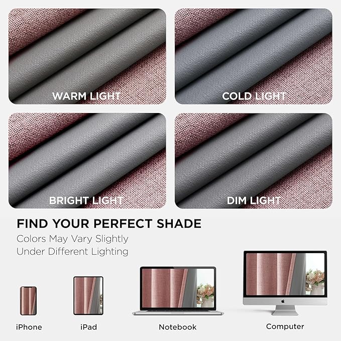 Joydeco Light Pink Blackout Curtains 84 Inches Long, Curtains 84 Inch Length 1 Panel for Bedroom, Thermal Insulated Linen Black Out Curtains with Grommets(100x84, Light Pink)