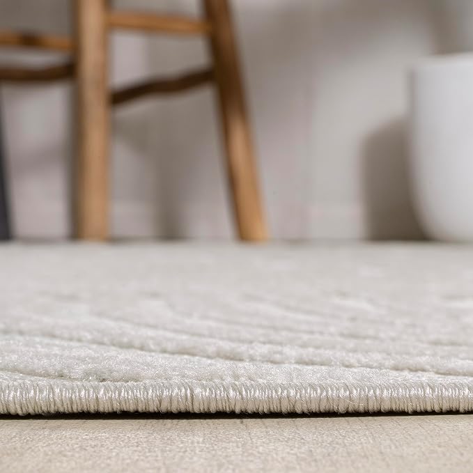 JONATHAN Y Maribo High-Low Abstract Striped Cream/Ivory 12x18 Indoor/Outdoor Area Rug, Pet Friendly, Non-Shedding, Stain Resistant, Easy-Cleaning for Backyard, Patio (SCN103A-18)