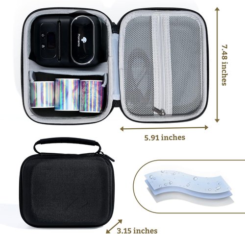 Phomemo Waterproof & Shockproof Case for M110/M220/M250/M221/M108 Label Makers | Portable Oxford Fabric Storage Bag in Black