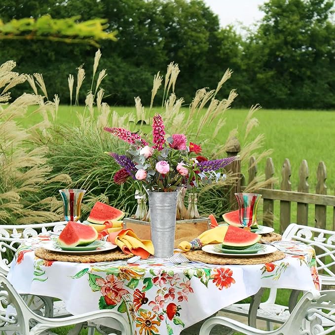 6pcs 9inch-Galvanized Metal Vases Farmhouse French Flowers Bucket Vase with Handles Rustic Tin Flower Holder for Cut Plants Housewarming Gift for Balcony Garden Courtyard