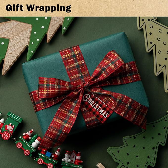 RUSPEPA Dark Green Kraft Wrapping Paper Roll, 17.5"x 393"(32.8'), Recyclable Green Art Gift Wrap Paper for Christmas Gift Wrapping, Table Covering, Art & Craft Supplies, Bouquet Flower, 80GSM