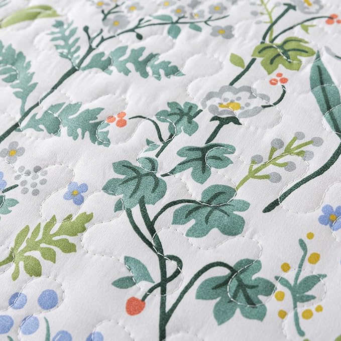 HoneiLife Queen Quilt Bedding Set - 3 Pieces Microfiber Quilt Sets Lightweight Bedspreads Reversible Coverlets Retro Bed Cover Floral Bedding Set Wildflower Quilts All Season Use