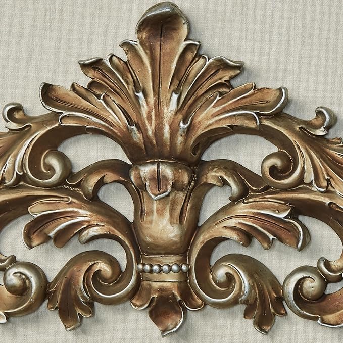 Touch of Class Burnished Silver Wall Topper | Decorative Resin Acanthus Leaf Design | Ornate Vintage Wall Accent for Mirrors, Doorways, or Artwork | Traditional Home Decor | 25 Inch