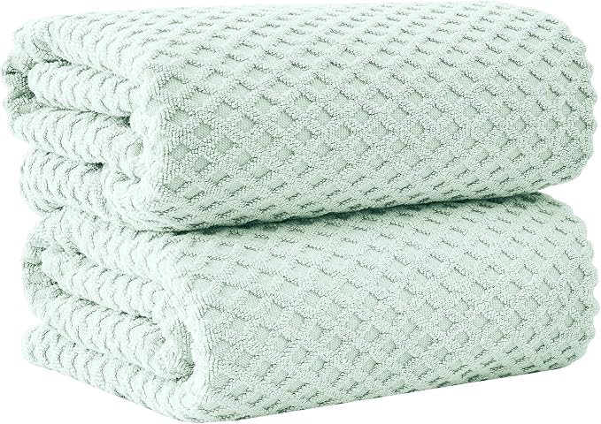 Great Bay Home Oversized Bath Sheets - 100% Cotton 2 Pack 68x35 Extra Large Towel - Absorbent, Durable, Quick-Dry Towels for Bathroom (Pastel Blue)