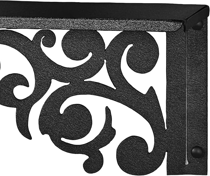 Touch of Class Noble Scrolls Metal Wall Shelf | Black | Scrolling Designs | Display Shelves for Bedroom, Living Room, Bathroom, Entryway, Office, Hallway
