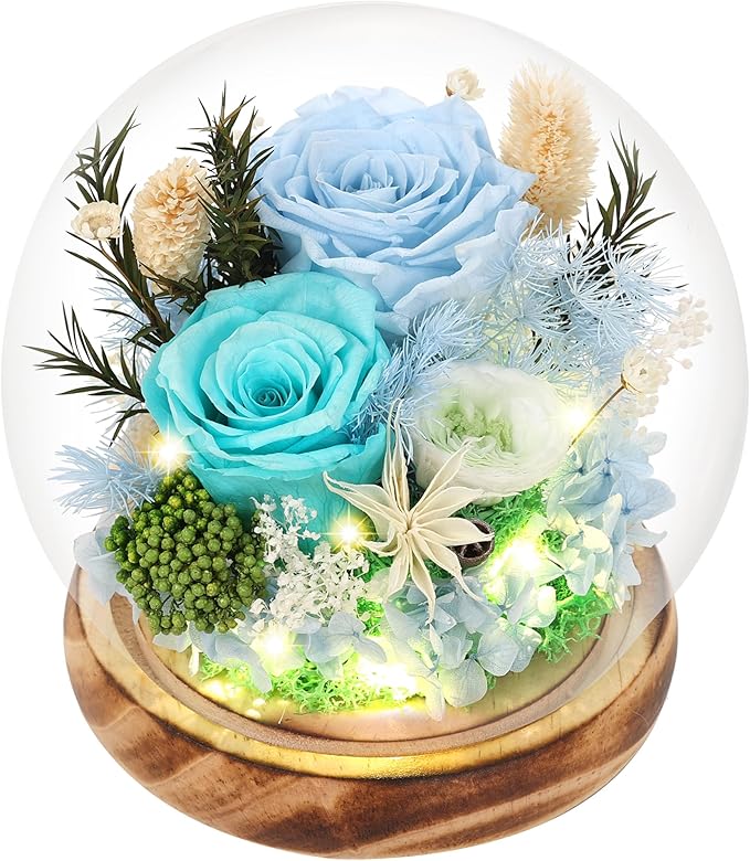 Preserved Flowers Bouquets Unique Rose Preserved Flower Gifts in Glass Dome for Women,Wife, Grandma Suitable for Birthday, Mother’s Day, Valentine’s Day, Anniversary, Christmas