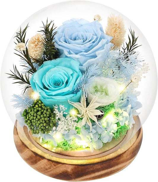 Preserved Flowers Bouquets Unique Rose Preserved Flower Gifts in Glass Dome for Women,Wife, Grandma Suitable for Birthday, Mother’s Day, Valentine’s Day, Anniversary, Christmas