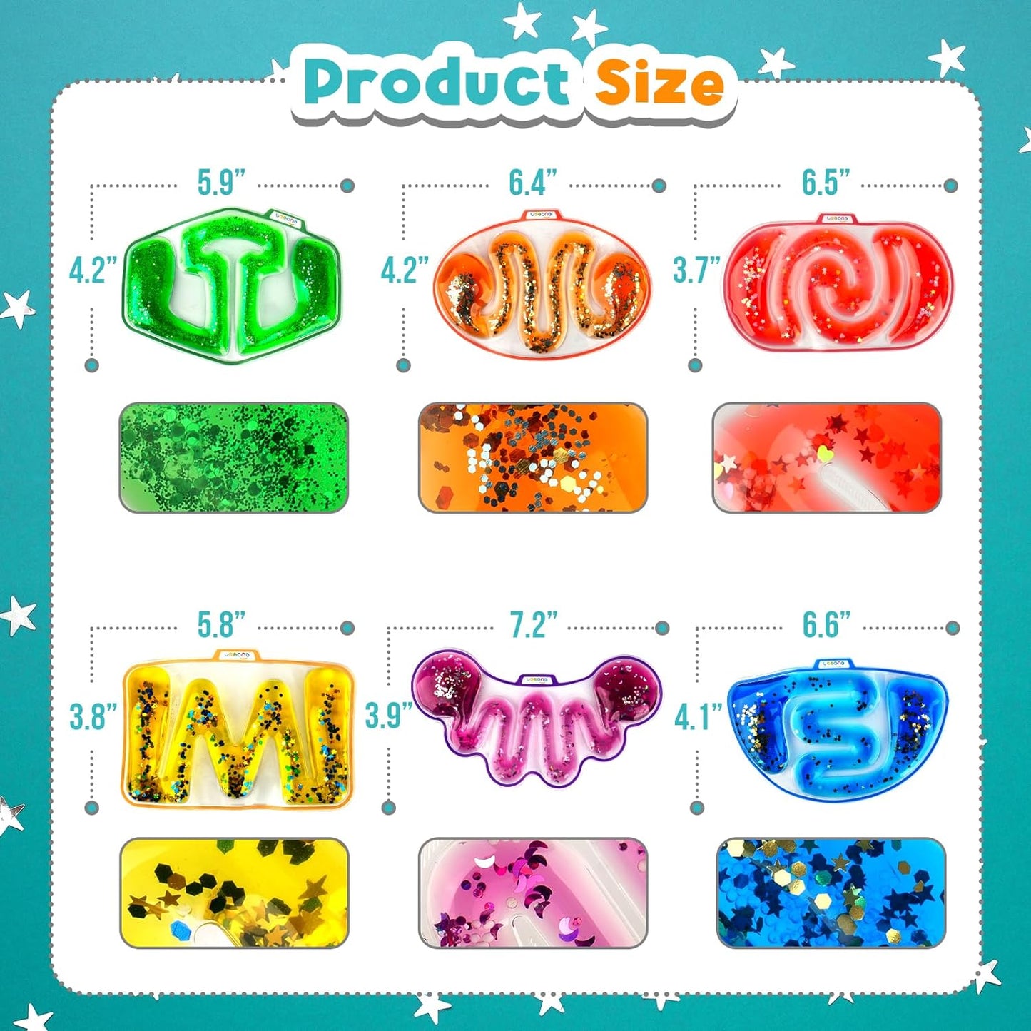 Skiennix Sensory Fidget Toys - 6 Pack Squishy Stress Relief Toys for Kids & Toddlers | Autism & Special Needs