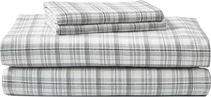 Eddie Bauer - Flannel Sheets Full Size, Anti-Pilling & Wrinkle Resistant Cotton, Touchably Soft for All-Season Comfort - Bed Sheets with Matching Pillowcases & Fitted Sheet (Beacon Hill Ivory)