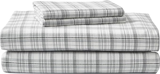 Eddie Bauer - Flannel Sheets Full Size, Anti-Pilling & Wrinkle Resistant Cotton, Touchably Soft for All-Season Comfort - Bed Sheets with Matching Pillowcases & Fitted Sheet (Beacon Hill Ivory)