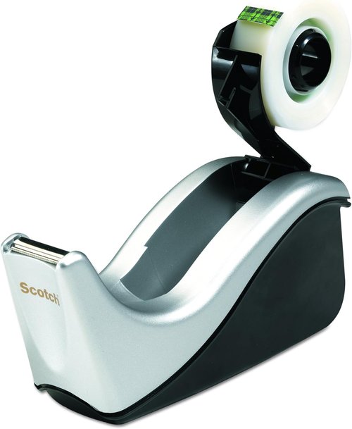 Scotch Desktop Tape Dispenser - Silvertech Two-Tone | Pack of 2 for Easy Office Organization