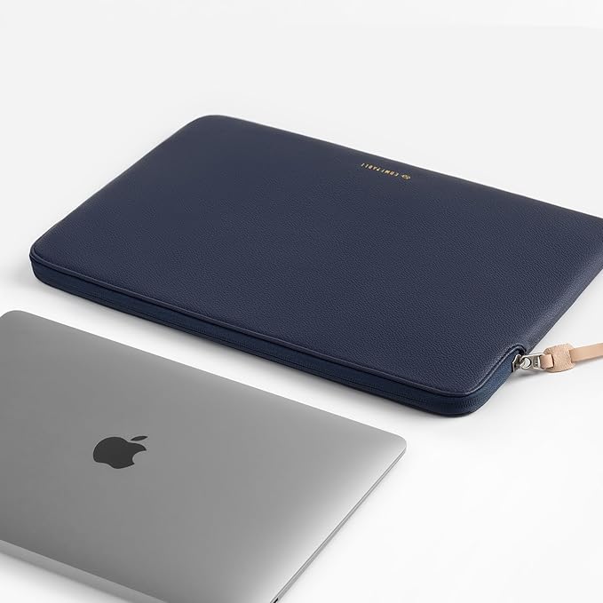 Comfyable Slim Protective Laptop Sleeve Compatible with 13/13.3/14 Inch MacBook Air & MacBook Pro, Mac Travel Case, Laptop Pouch, Slim PU Leather Cover M5/M4/M3/M2/M1 2025-2021, Blue