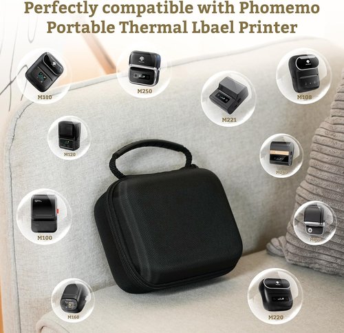 Phomemo Waterproof & Shockproof Case for M110/M220/M250/M221/M108 Label Makers | Portable Oxford Fabric Storage Bag in Black
