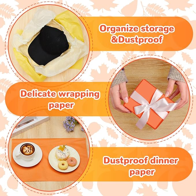 Qilery 500 Sheets Orange Yellow Tissue Paper Bulk for Gift Bags 15 x 20 Inch Acid Free Christmas Packaging Wrapping Paper Sheets for Party Decoration DIY Crafts, Bouquet, Party, Shipping
