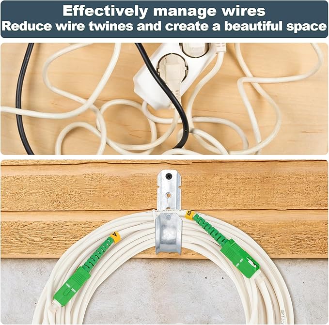 COCODE 50 Pack Wall Mount 2’’ J Hooks with Retainer Clip Galvanized Steel Cable Hangers Heavy Duty Utility Hooks Cable Management Support for Structured Cabling