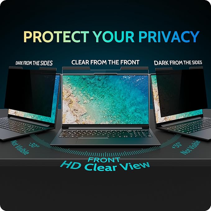Peslv Magnetic Laptop Privacy Screen 14 inch for 16:9 Computer Monitor, 14" Removable Anti Glare Protector Blue Light Filter Shield Compatible with Lenovo Hp Dell Acer Asus Thinkpad Envy Xps