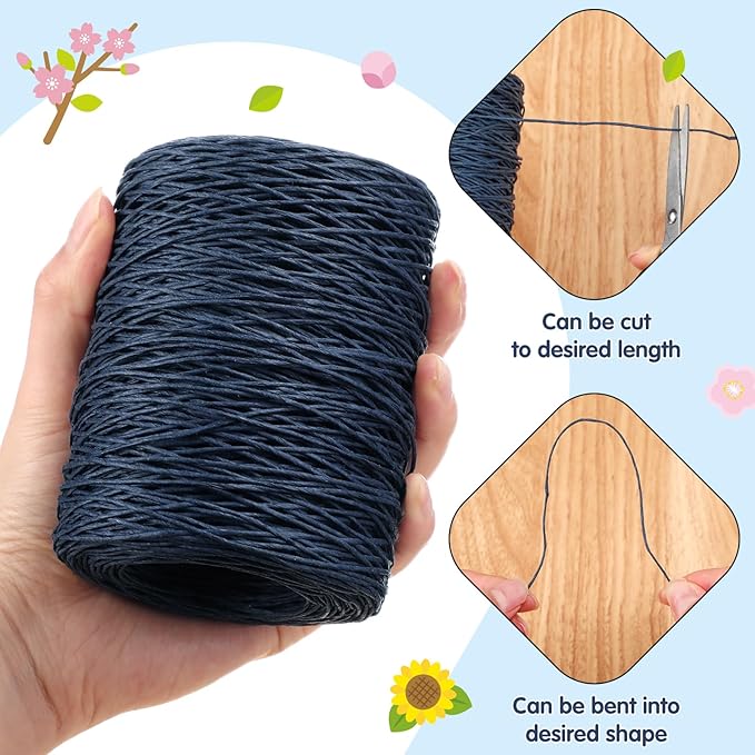 Syhood 673 Feet Floral Vine Bind Wire Rustic Wrapping Wire for Flower Bouquets(Dark Blue)