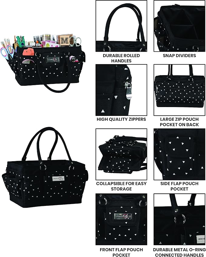 Everything Mary Deluxe Collapsible Store & Tote Organizer with Handles – Multipurpose Storage for Diapers, Snacks, Crafts, Toys, Office Supplies & Everyday Essentials