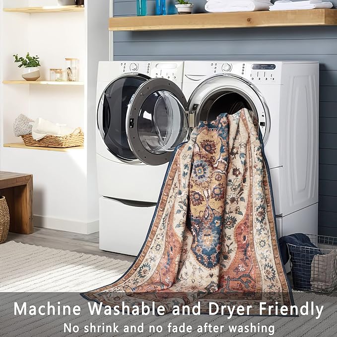 vivorug Runner Rug 2'x7' Vintage Washable Non-Slip Runners for Hallways Kitchen Entryway Laundry Room Carpet Hallway Runner Beige