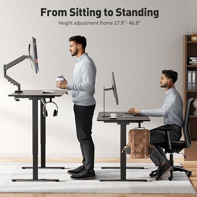 63 x 28 Inch Electric Standing Desk Adjustable Height, Sit Stand Desk, Stand up Desk for Home Office, Computer Workstation (Spliced Desktop,Black)