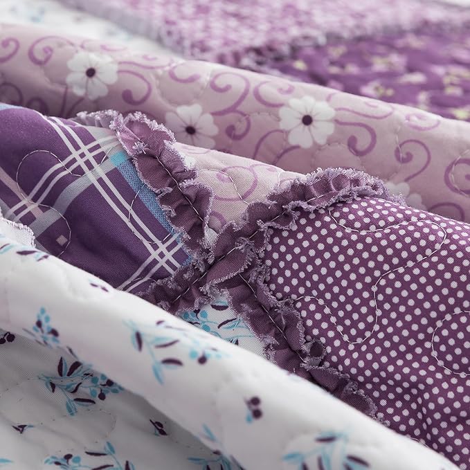 HoneiLife Quilt Set King Size - Lightweight Bedspreads 106x96, Tufted Quilts 3-Piece, Patchwork Coverlet Rustic Bedding Sets All Season Quilts