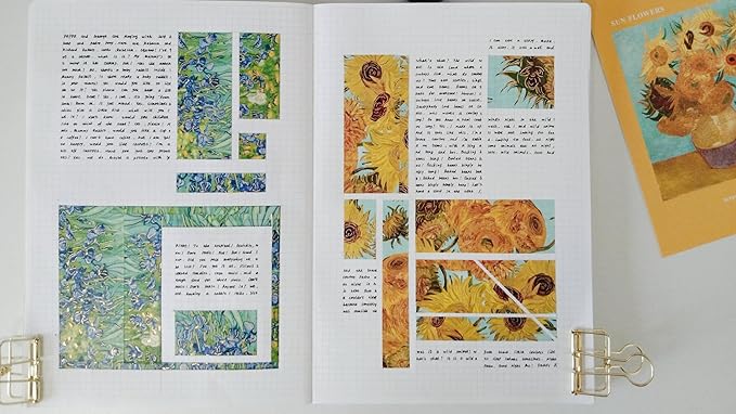 WT Van Gogh Washi Tape Set, Original Design, 3 Rolls, Gold Foil, 30mm Wide Decorative Masking Tape, Bujo Planner Supplies, DIY Art Crafts Paper Tape, Adhesive Wrapping Tape, Journals Gifts