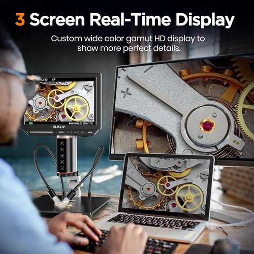 Elikliv 4K Digital Microscope - 52MP Autofocus Soldering Tool for PCB Repair & Coin Inspection | 8" IPS Screen, 2000X Magnification, HDMI/USB Output
