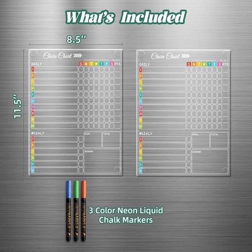 Clear Non-Magnetic Dry Erase Chore Chart - 11.5"x8.5" Family Responsibility Board | Sticks to Any Smooth Surface