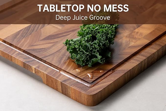 Walnut Wood Cutting Board for Kitchen, End Grain Chopping Board with Juice Groove, Heavy Duty Checkered Board for Cheese and Vegetables, Non-slip Feet 16.5" x 11.6" x 0.8"